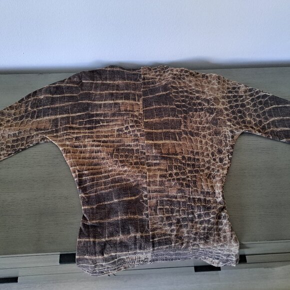 MaxMara V Neck Wrap Style Croco Pattern Wool Blend Sweater Draped Top Italy Sz S - Picture 2 of 11